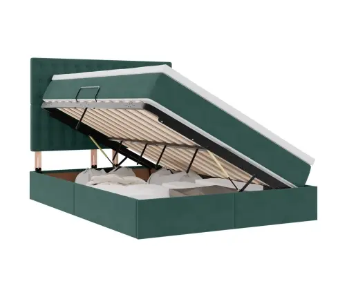 Led-Valgusega Hoiuvoodi Peaga Tume Rohelise 140 X 190 Cm Samet