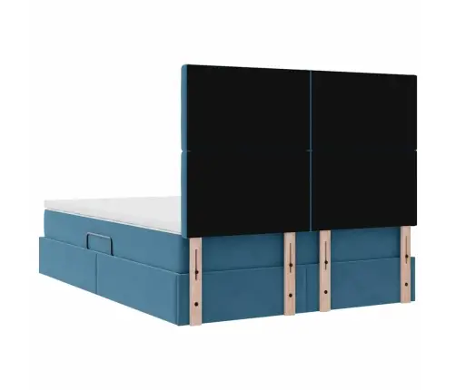 Lova Su Daiktų Laikymo Vieta Ir Led Tamsiai Mėlyna 140 X 190 Cm