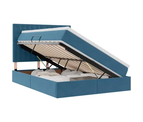 Lova Su Daiktų Laikymo Vieta Ir Led Tamsiai Mėlyna 140 X 190 Cm