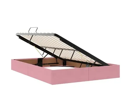 Gulta Ar Led Sloksnes Lukturiem Rozā 140 X 190 Cm Samts Vidaxl