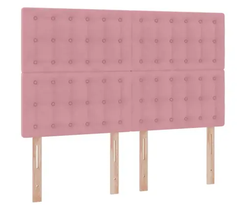 Gulta Ar Led Sloksnes Lukturiem Rozā 140 X 190 Cm Samts Vidaxl