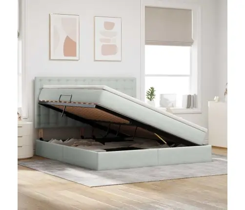 Lova Su Galvūgalio Šviesiai Pilka 160 X 200 Cm Aksomas