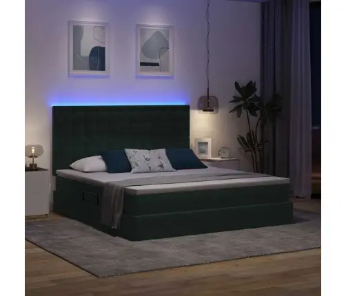 Lova Su Galvūgalio Tamsiai Žalia 160 X 200 Cm Aksomas