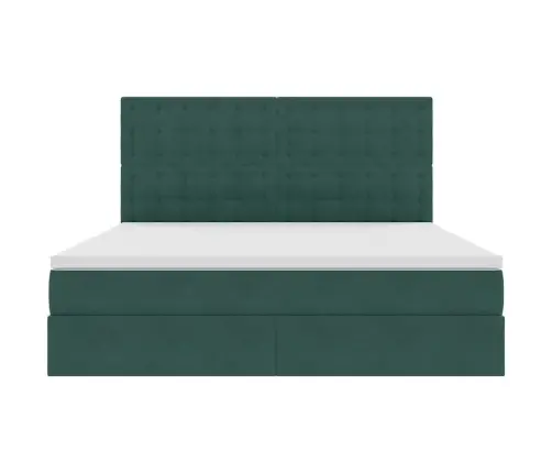 Lova Su Galvūgalio Tamsiai Žalia 160 X 200 Cm Aksomas