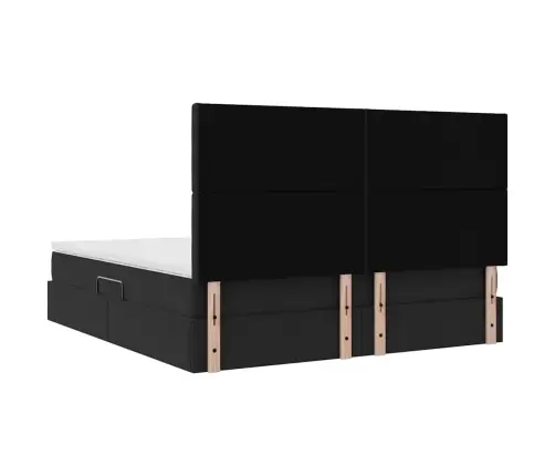 Lova Su Led Juostelių Žibintais Juoda 180 X 200 Cm Aksomas