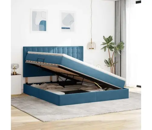 Lova Su Galvūgalio Tamsiai Mėlyna 180 X 200 Cm Aksomas