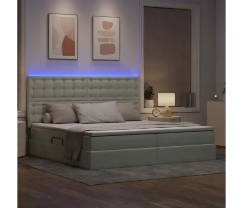 Lova Su Daiktų Laikymo Vieta Ir Led Šviesiai Pilka 200 X 200 Cm