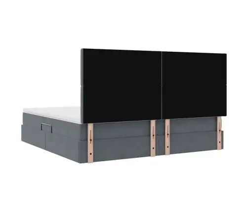 Lova Su Galvūgalio Tamsiai Pilka 200 X 200 Cm Aksomas