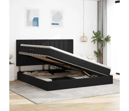 Gulta Ar Led Sloksnes Lukturiem Melna 200 X 200 Cm Samts Vidaxl