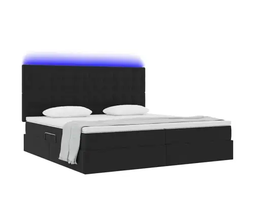 Gulta Ar Led Sloksnes Lukturiem Melna 200 X 200 Cm Samts Vidaxl