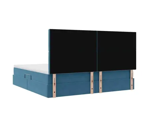 Lova Su Galvūgalio Tamsiai Mėlyna 200 X 200 Cm Aksomas