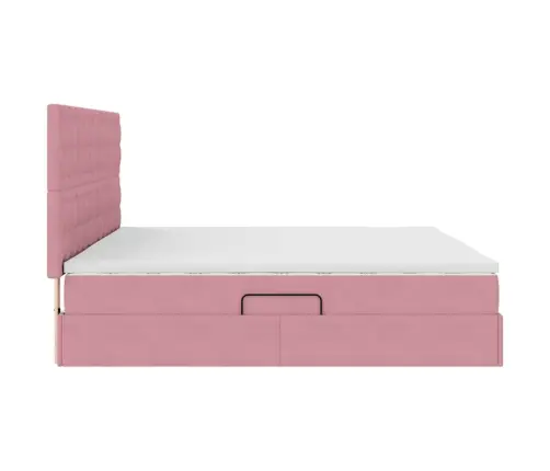 Lova Su Led Juostelių Žibintais Rožinė 200 X 200 Cm Aksomas