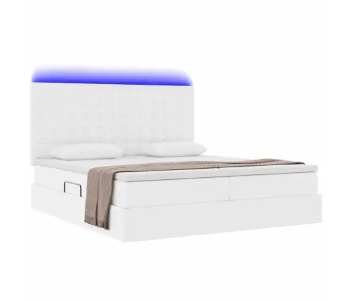 Gulta Ar Led Sloksnes Lukturiem Tīra Balta 200 X 200 Cm Pvc Vidaxl