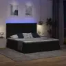 Lova Su Led Juostelių Žibintais Juoda 180 X 200 Cm Audinys