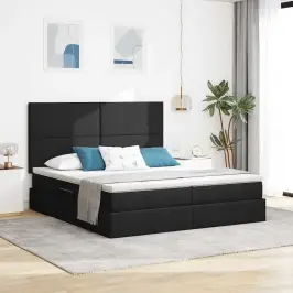 Lova Su Led Juostelių Žibintais Juoda 180 X 200 Cm Audinys Lova Su Led Juostelių Žibintais Juoda 180 X 200 Cm Audinys