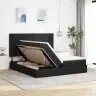 Lova Su Led Juostelių Žibintais Juoda 180 X 200 Cm Audinys