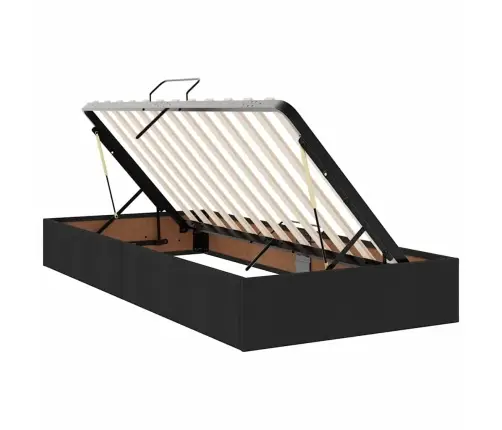 Lova Su Led Juostelių Žibintais Juoda 180 X 200 Cm Audinys