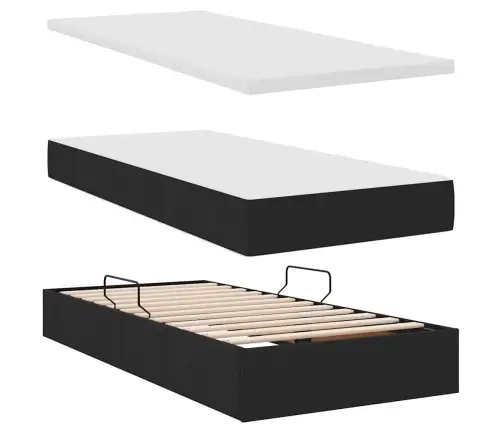 Lova Su Led Juostelių Žibintais Juoda 180 X 200 Cm Audinys