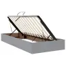 Voodi Led -Ribatuledega Peaga Helehall 200 X 200 Cm Kangas