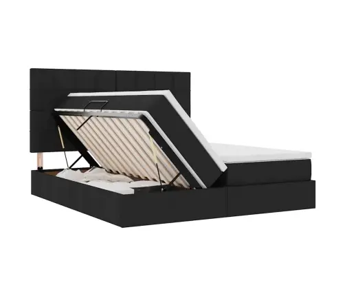 Gulta Ar Led Sloksnes Lukturiem Melna 180 X 200 Cm Audums Vidaxl