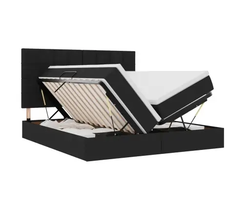 Gulta Ar Led Sloksnes Lukturiem Melna 180 X 200 Cm Audums Vidaxl