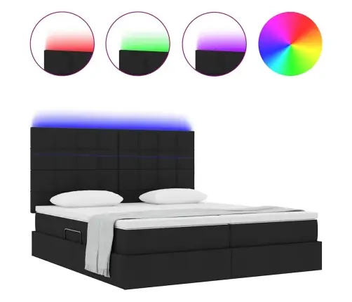 Gulta Ar Led Sloksnes Lukturiem Melna 180 X 200 Cm Audums Vidaxl