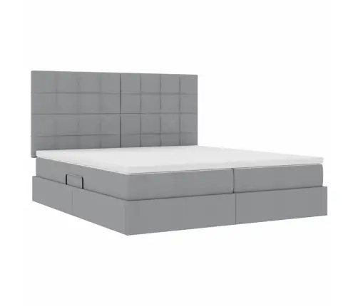 Gulta Ar Galvas Klāju Gaiši Pelēks 200 X 200 Cm Audums Vidaxl