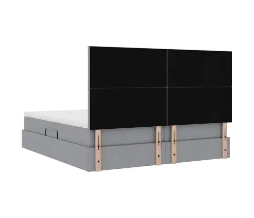 Gulta Ar Galvas Klāju Gaiši Pelēks 200 X 200 Cm Audums Vidaxl