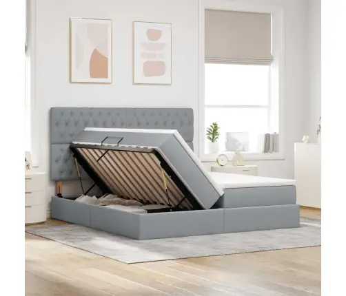 Lova Su Galvūgalio Šviesiai Pilka 200 X 200 Cm Audinys