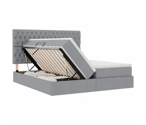 Lova Su Galvūgalio Šviesiai Pilka 200 X 200 Cm Audinys