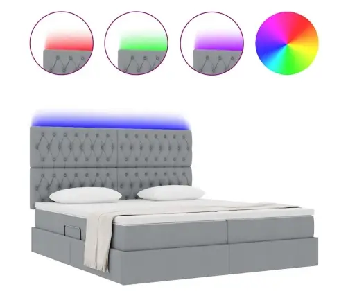 Lova Su Galvūgalio Šviesiai Pilka 200 X 200 Cm Audinys