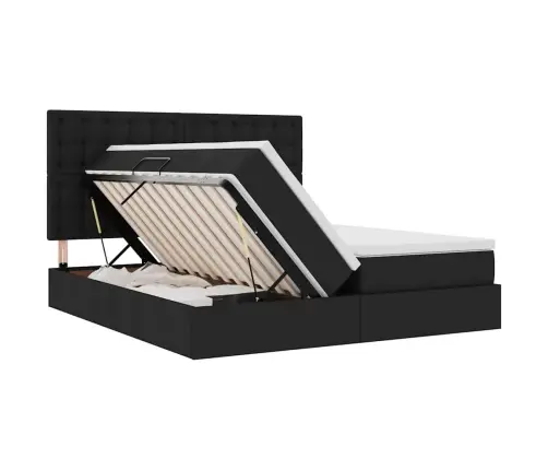 Gulta Ar Led Sloksnes Lukturiem Melna 180 X 200 Cm Audums Vidaxl