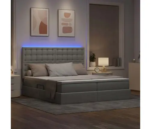 Gulta Ar Galvas Klāju Gaiši Pelēks 200 X 200 Cm Audums Vidaxl