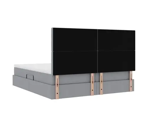 Gulta Ar Galvas Klāju Gaiši Pelēks 200 X 200 Cm Audums Vidaxl