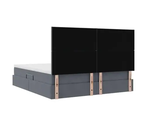 Lova Su Galvūgalio Tamsiai Pilka 200 X 200 Cm Aksomas