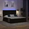 Lova Su Led Juostelių Žibintais Juoda 200 X 200 Cm Aksomas