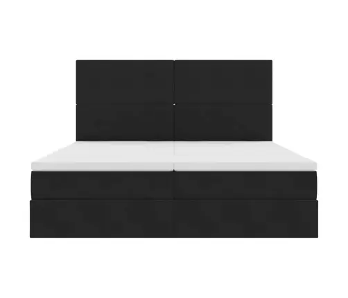 Lova Su Led Juostelių Žibintais Juoda 200 X 200 Cm Aksomas