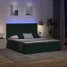 Voodi Led -Ribatuledega Peaga Tume Rohelise 200 X 200 Cm Samet