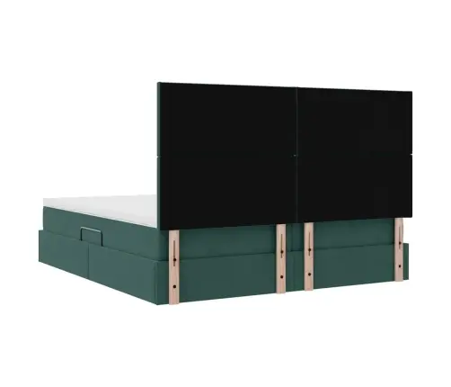 Voodi Led -Ribatuledega Peaga Tume Rohelise 200 X 200 Cm Samet