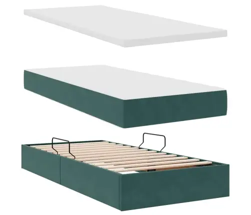 Gulta Ar Led Sloksnes Lukturiem Tumši Zaļš 180 X 200 Cm Samts Vidaxl
