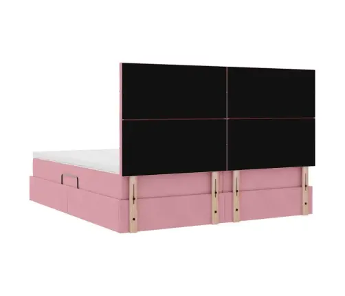 Voodi Led -Ribatuledega Peaga Roosa 180 X 200 Cm Samet