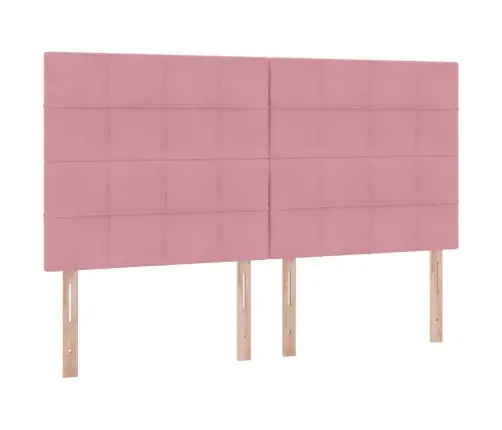 Voodi Led -Ribatuledega Peaga Roosa 180 X 200 Cm Samet
