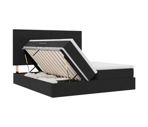 Gulta Ar Led Sloksnes Lukturiem Melna 200 X 200 Cm Samts Vidaxl