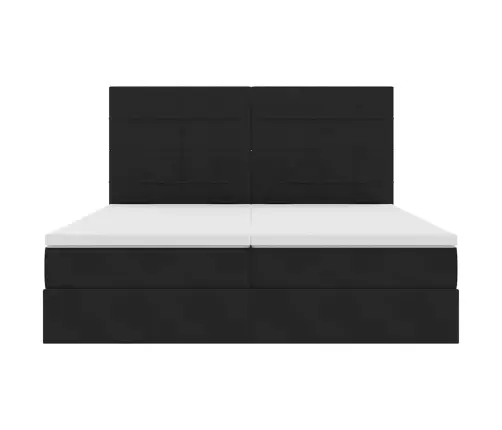 Gulta Ar Led Sloksnes Lukturiem Melna 200 X 200 Cm Samts Vidaxl