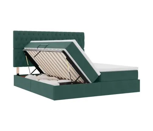 Lova Su Galvūgalio Tamsiai Žalia 180 X 200 Cm Aksomas