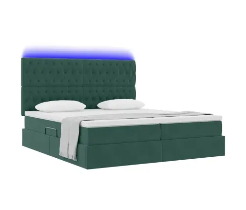 Lova Su Galvūgalio Tamsiai Žalia 180 X 200 Cm Aksomas