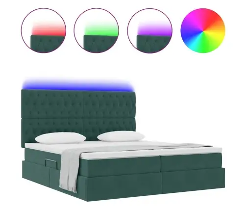 Lova Su Galvūgalio Tamsiai Žalia 180 X 200 Cm Aksomas