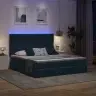 Gulta Ar Led Sloksnes Lukturiem Tumši Zils 180 X 200 Cm Samts Vidaxl