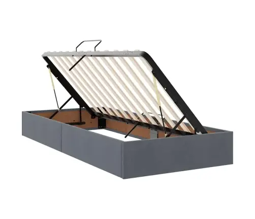 Voodi Led -Ribatuledega Peaga Tumehall 200 X 200 Cm Samet