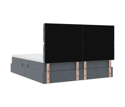 Voodi Led -Ribatuledega Peaga Tumehall 200 X 200 Cm Samet
